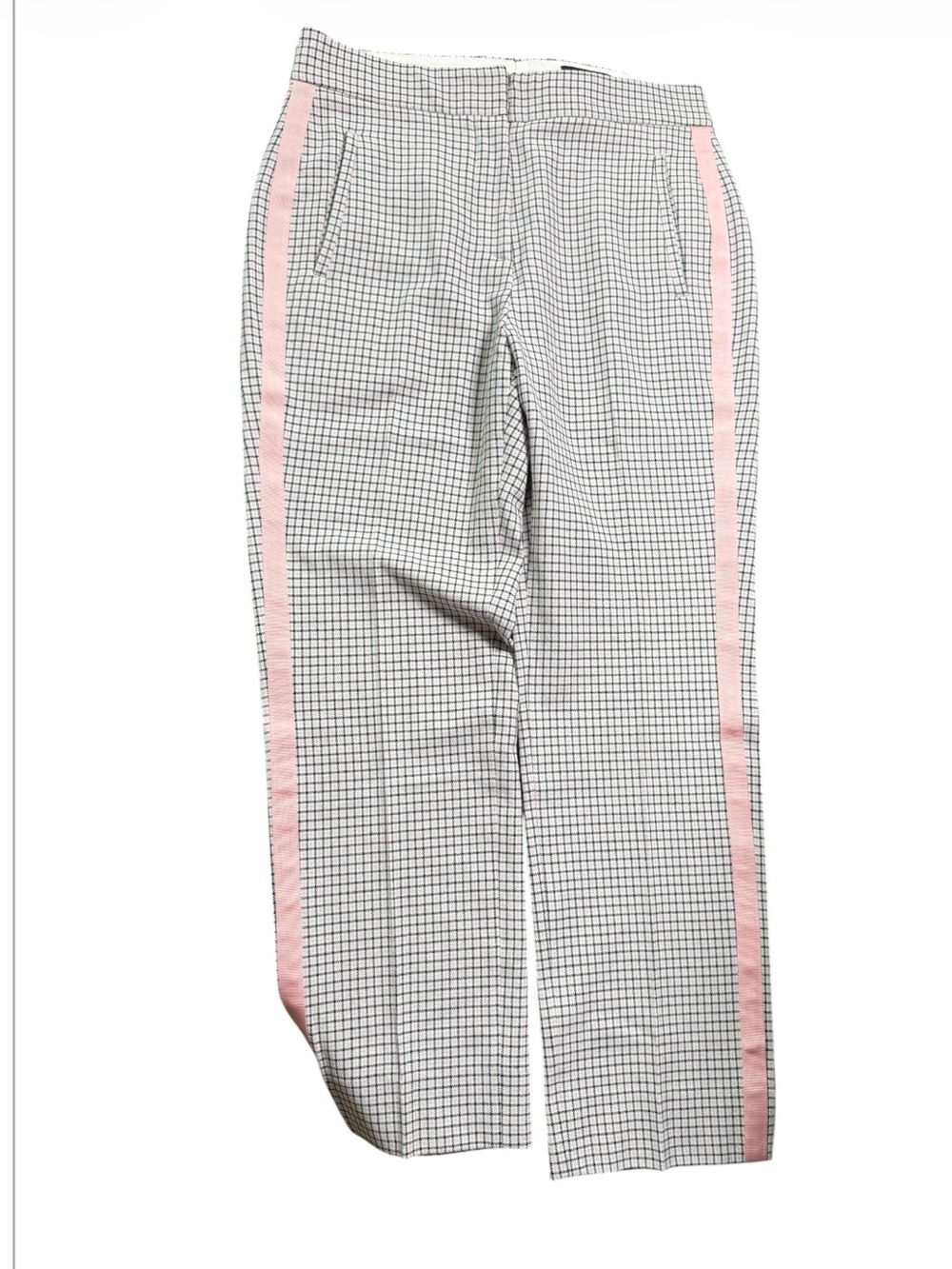 ME+EM Feminine Check Slim Crop Pants Pink Ribbon Side Stripe Women’s US 4 - Picture 4 of 8
